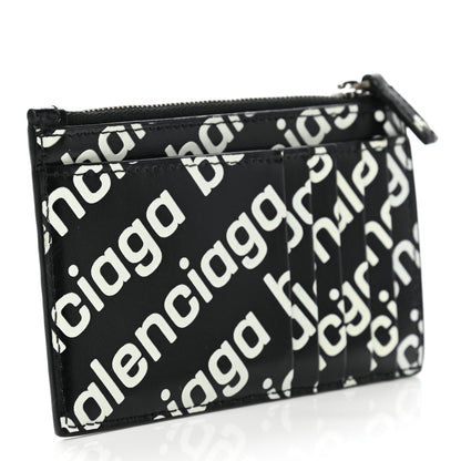 Balenciaga Calfskin Diagonal Logo Large Cash Long Coin Card Holder Black 3 of 9