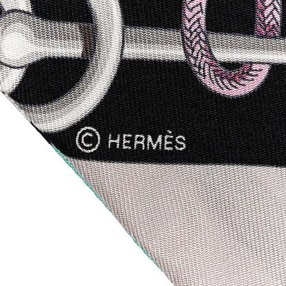 Hermes Silk Cliquetis Twilly Black Rose Menthol 4 of 5