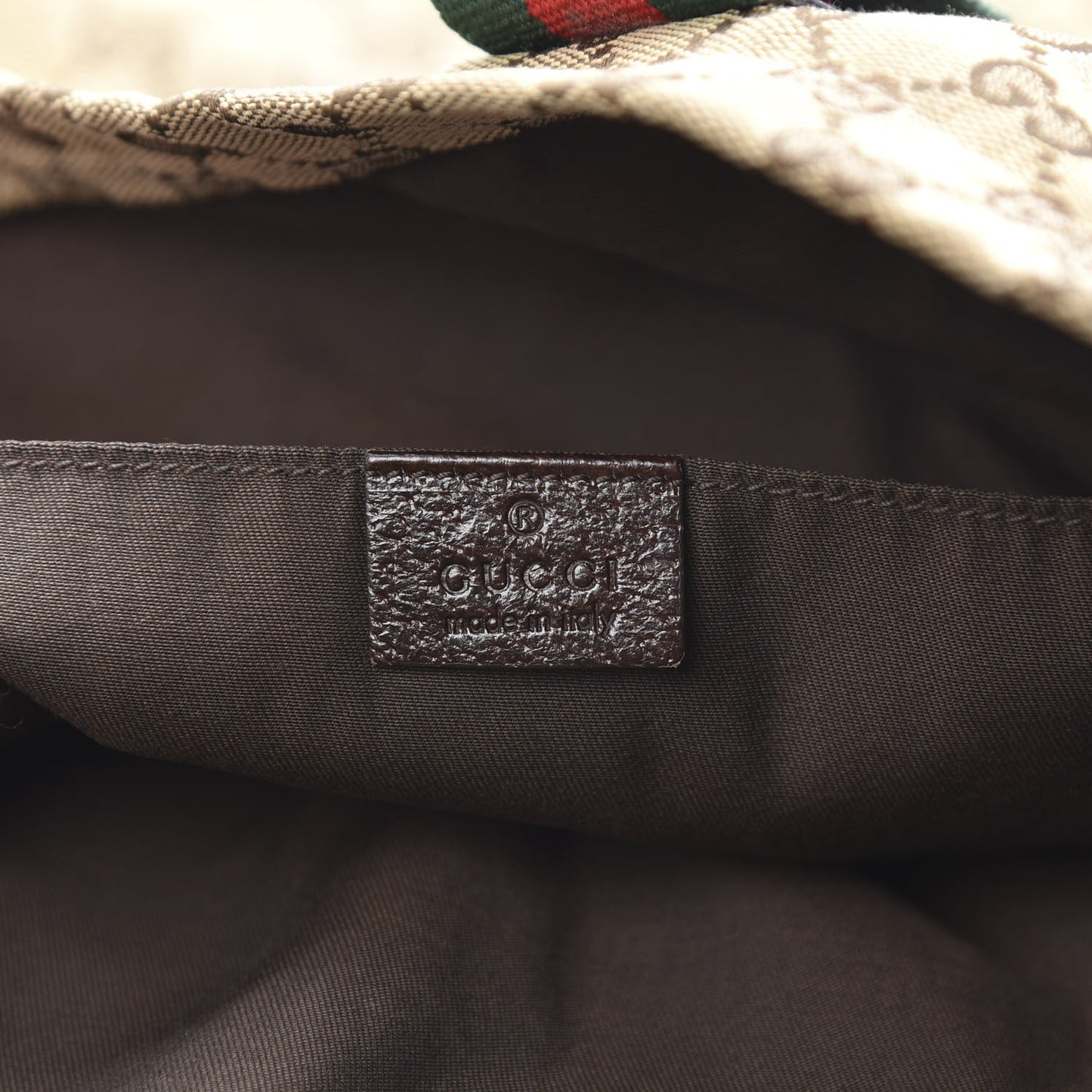 GG Monogram Medium Web Handle Vertical Tote Dark Brown