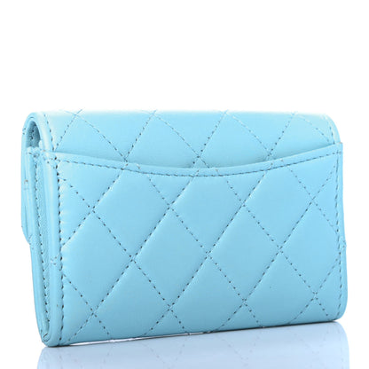 Chanel Lambskin Quilted Flap Card Holder Wallet Light Blue 2 of 4