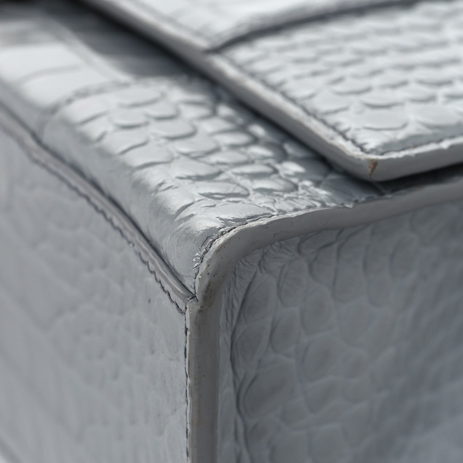 Balenciaga Shiny Calfskin Crocodile Embossed Medium Hourglass Top Handle Bag Balenciaga Grey 6 of 12