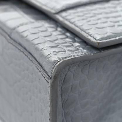 Balenciaga Shiny Calfskin Crocodile Embossed Medium Hourglass Top Handle Bag Balenciaga Grey 6 of 12