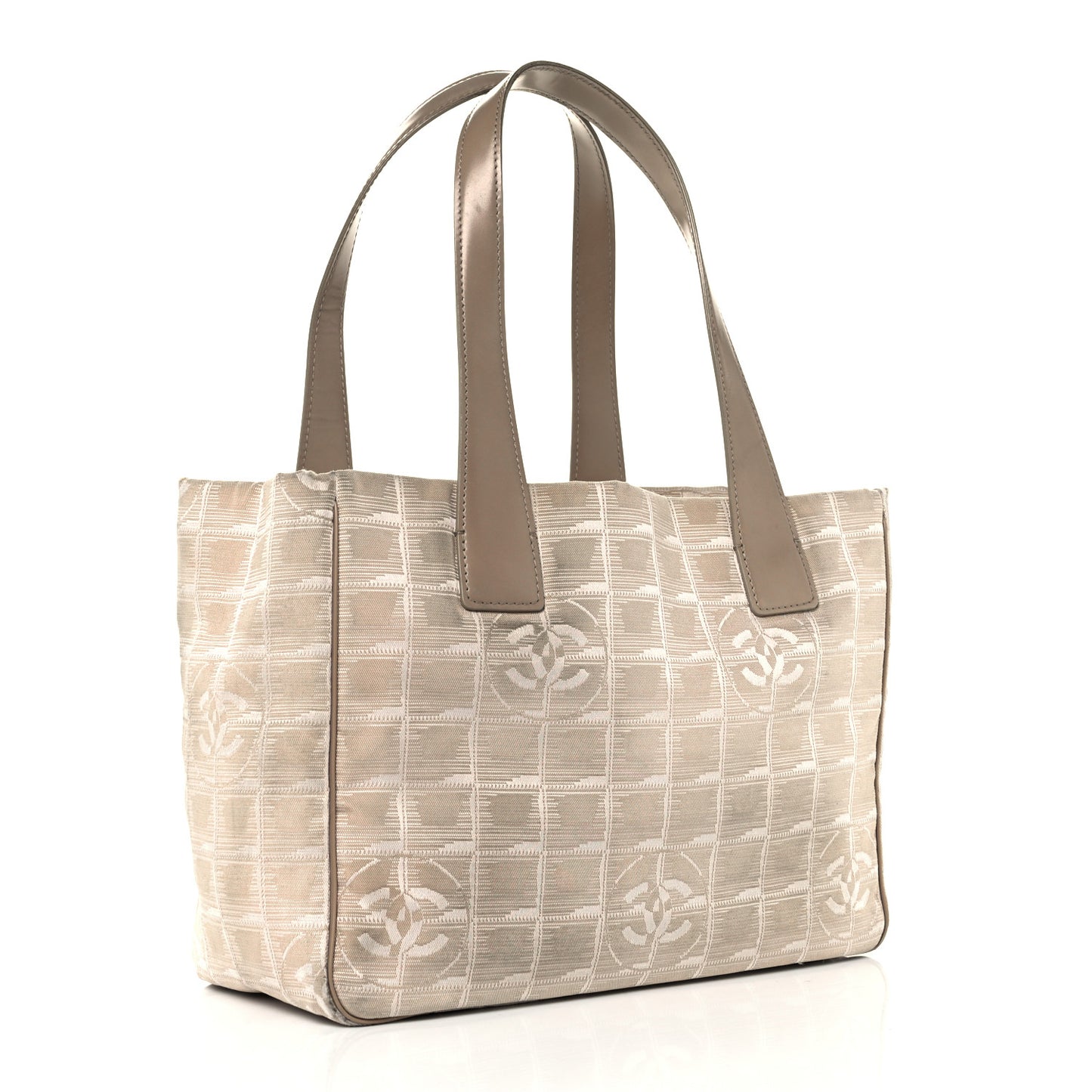 Metallic Nylon Small Travel Tote Beige