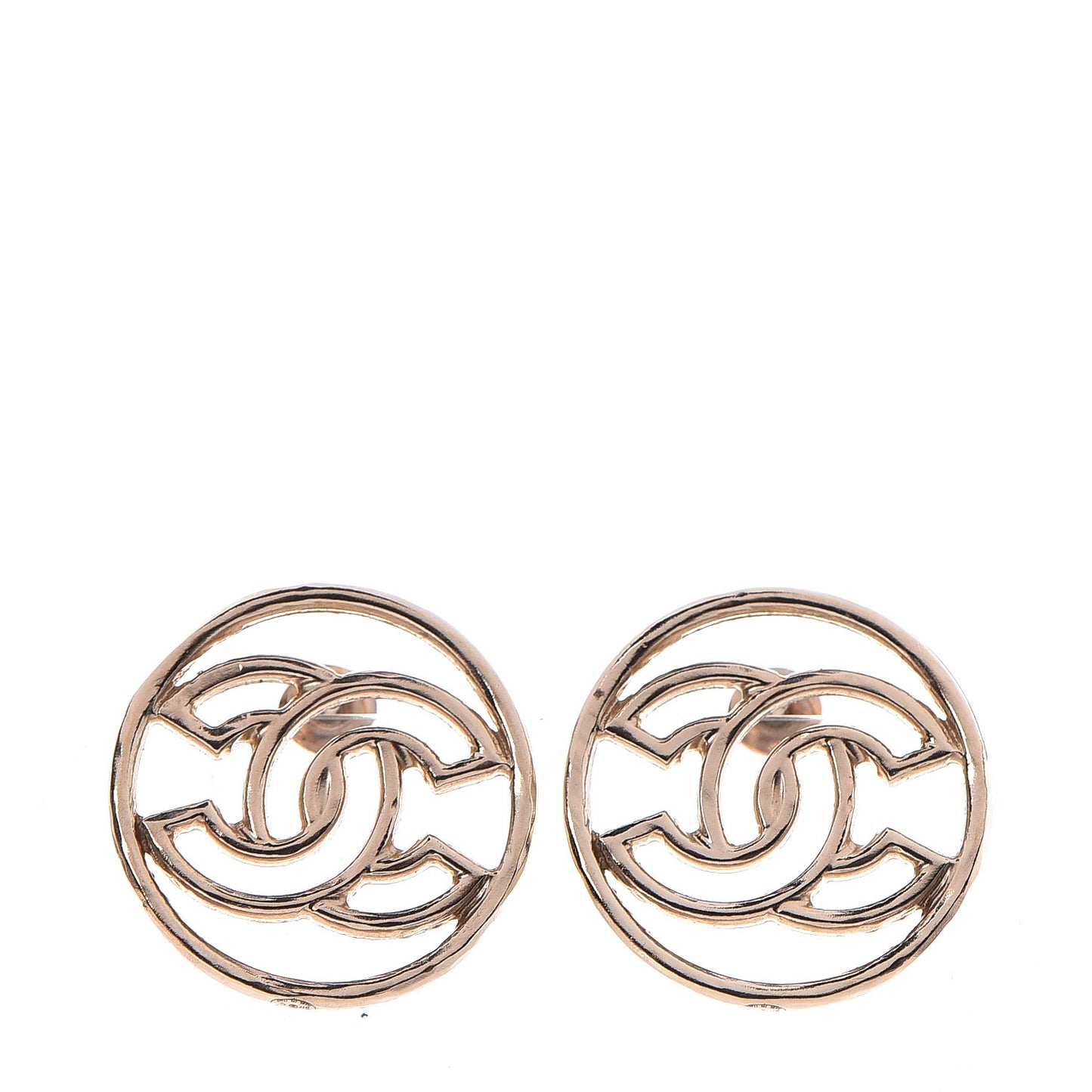 Metal CC Round Earrings Gold