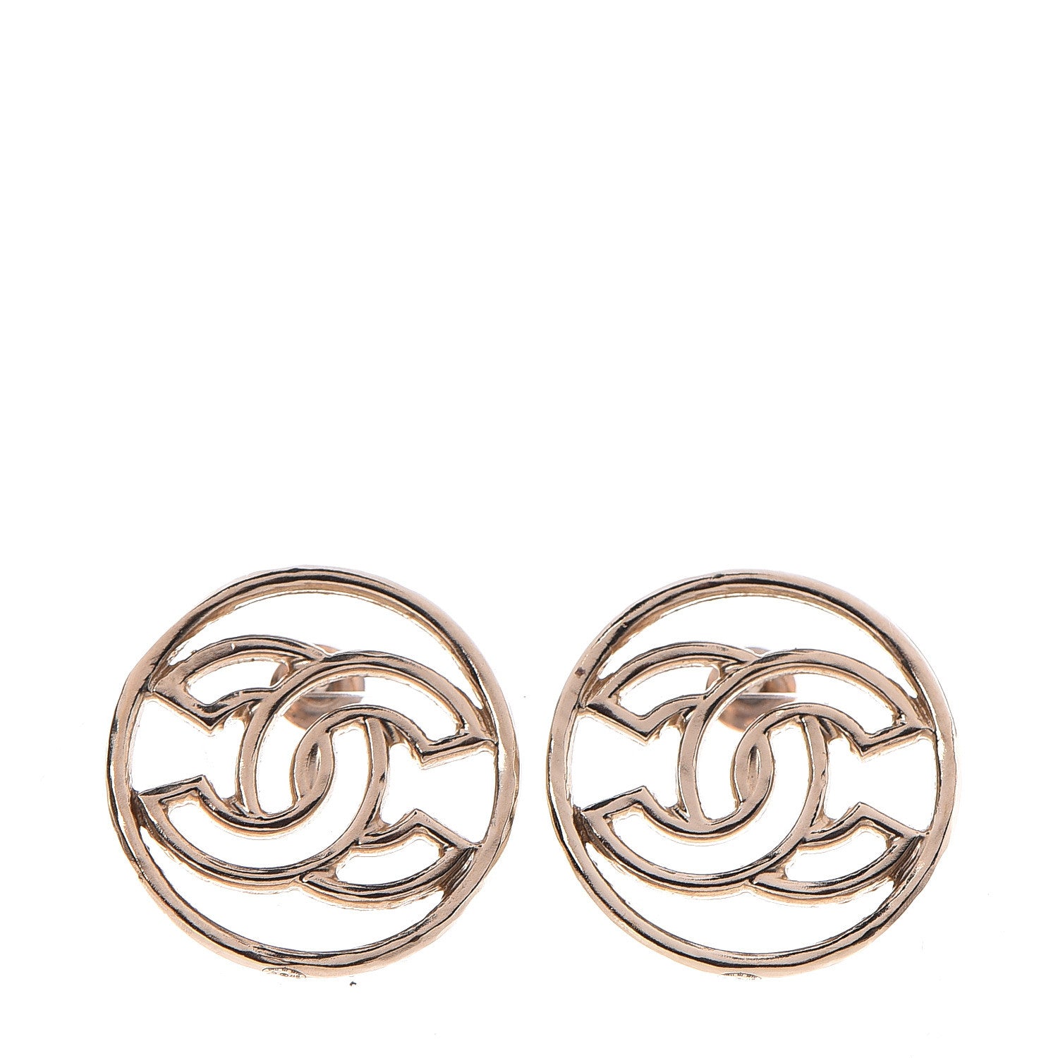 Chanel Metal CC Round Earrings Gold 1 of 3