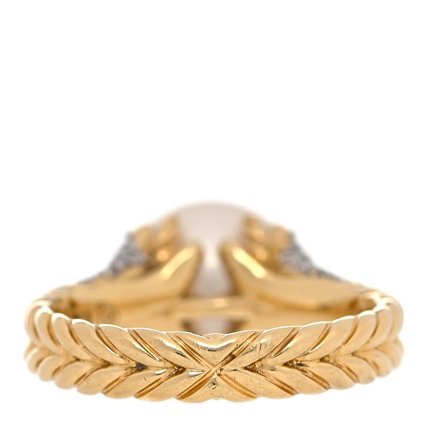 18K Yellow Gold Diamond Pearl Starburst Ring 51 5.75