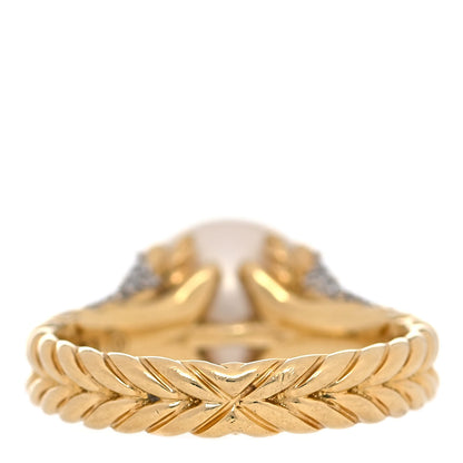 David Yurman 18K Yellow Gold Diamond Pearl Starburst Ring 51 5.75 4 of 5