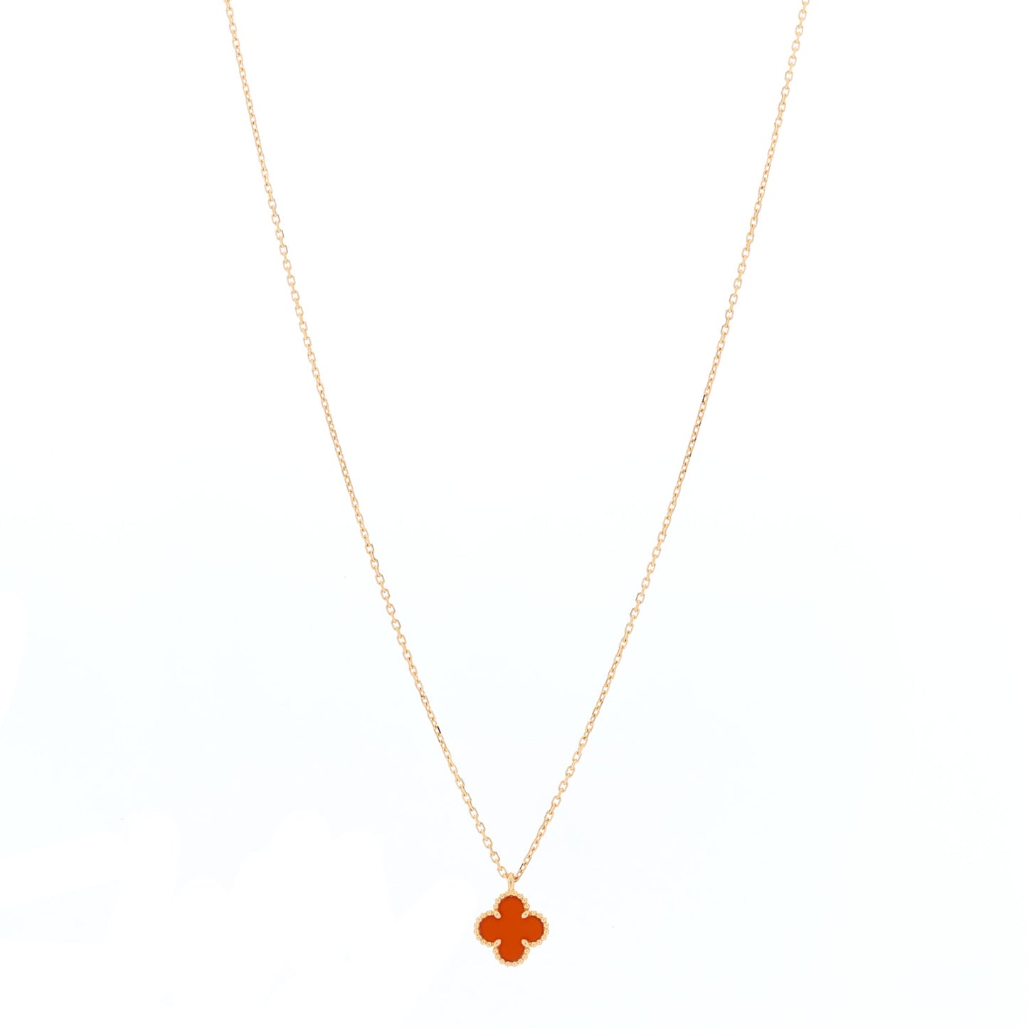 18K Rose Gold Carnelian Sweet Alhambra Pendant Necklace