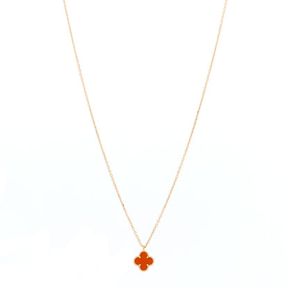 Van Cleef & Arpels 18K Rose Gold Carnelian Sweet Alhambra Pendant Necklace 1 of 5