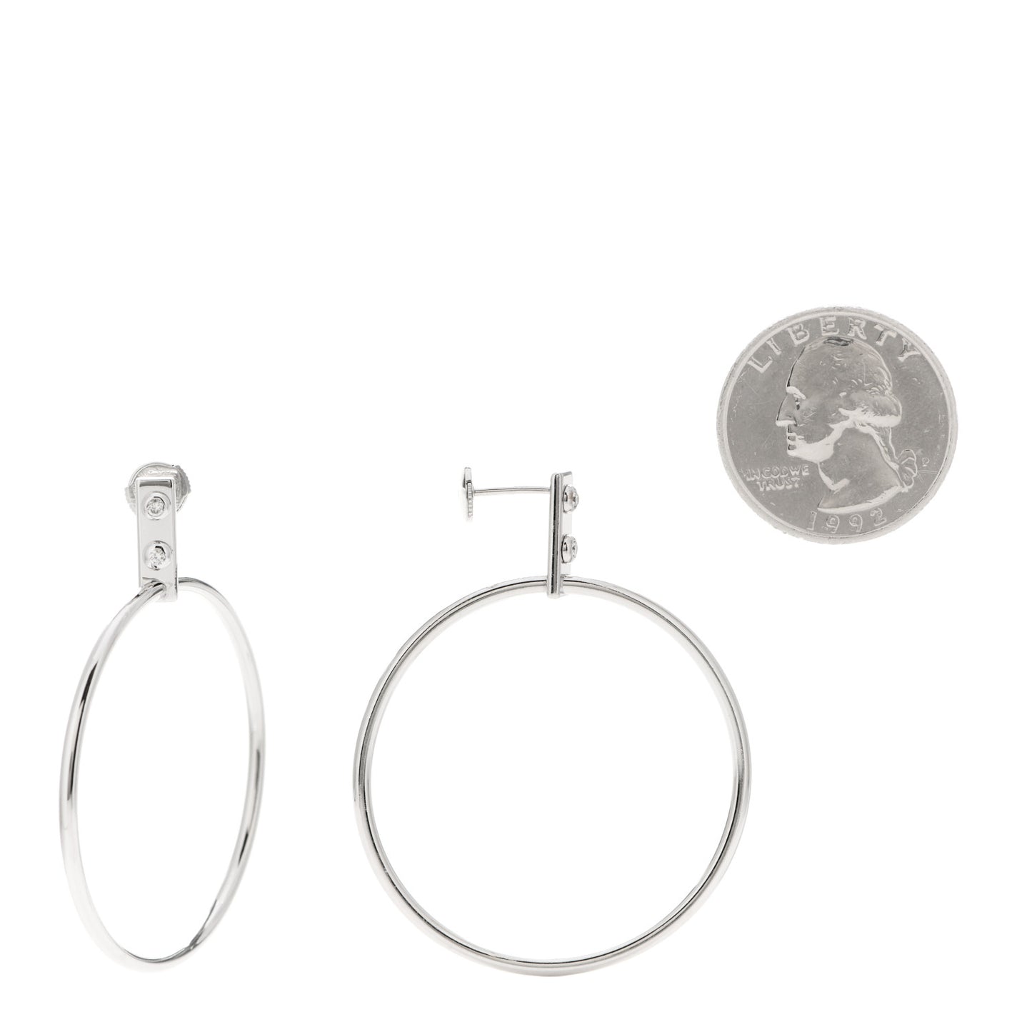 18K White Gold Diamond Creoles Coeurs Hoop Earrings