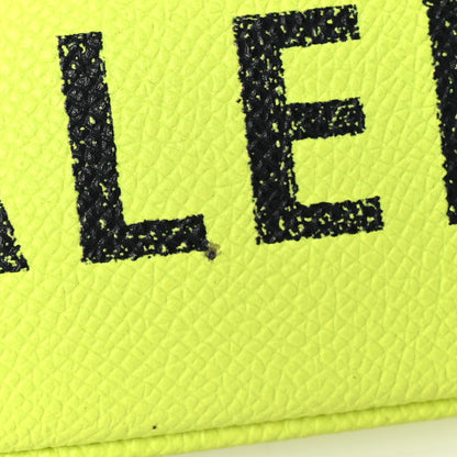 Balenciaga Calfskin Logo Zip Pouch Acid Green Black 10 of 13