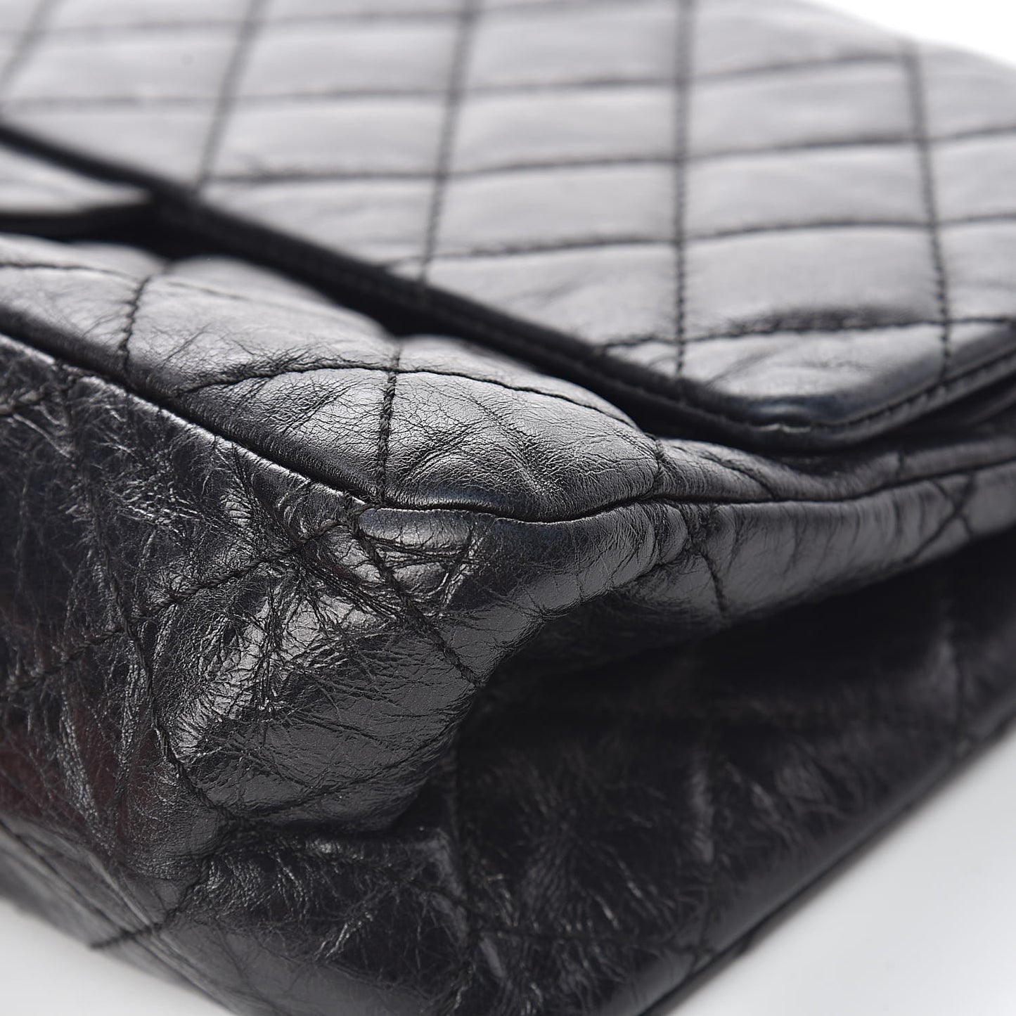 Metallic Aged Calfskin Quilted 2.55 Reissue 227 Flap So Black