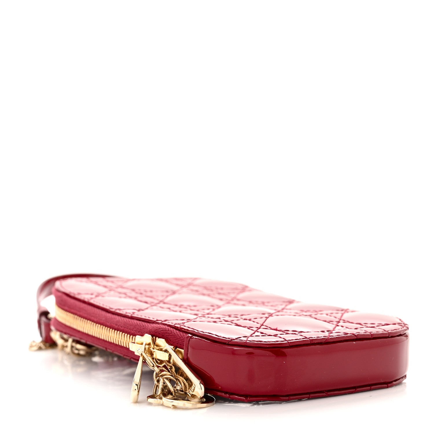 Christian Dior Patent Cannage Lady Dior Phone Holder Red 4 of 11