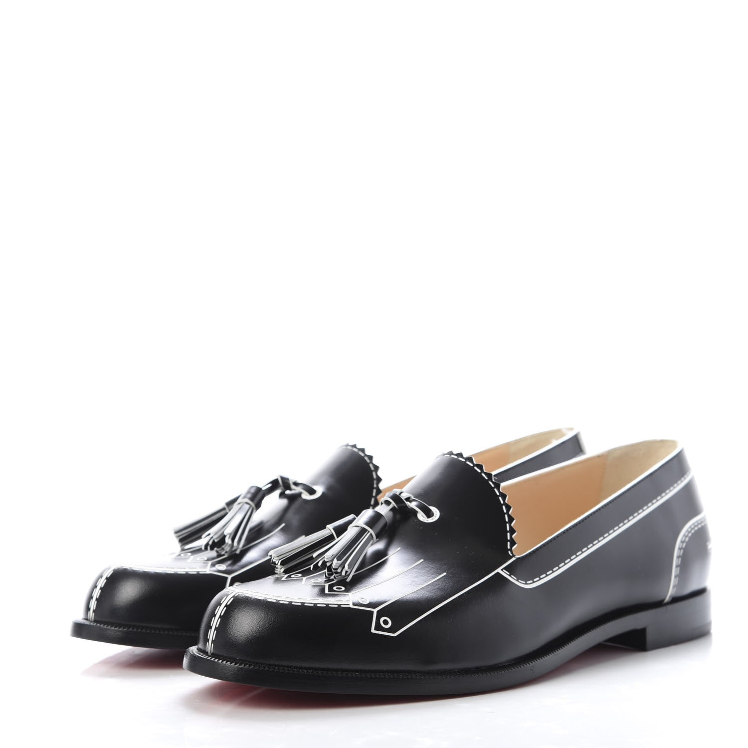 Christian Louboutin Calfskin Women Trompinetta Trompe L'oeil Loafers 36 Black 3 of 9