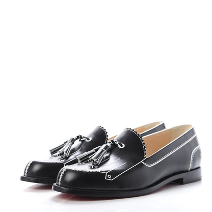 Christian Louboutin Calfskin Women Trompinetta Trompe L'oeil Loafers 36 Black 3 of 9