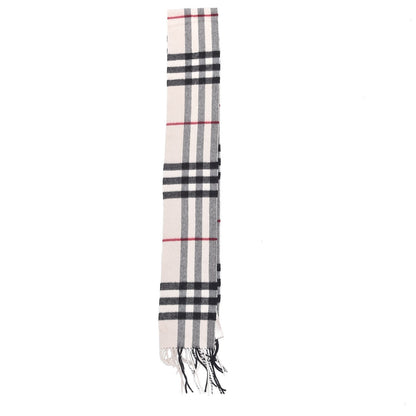 Burberry Cashmere Check Fringe Scarf Ivory 3 of 5