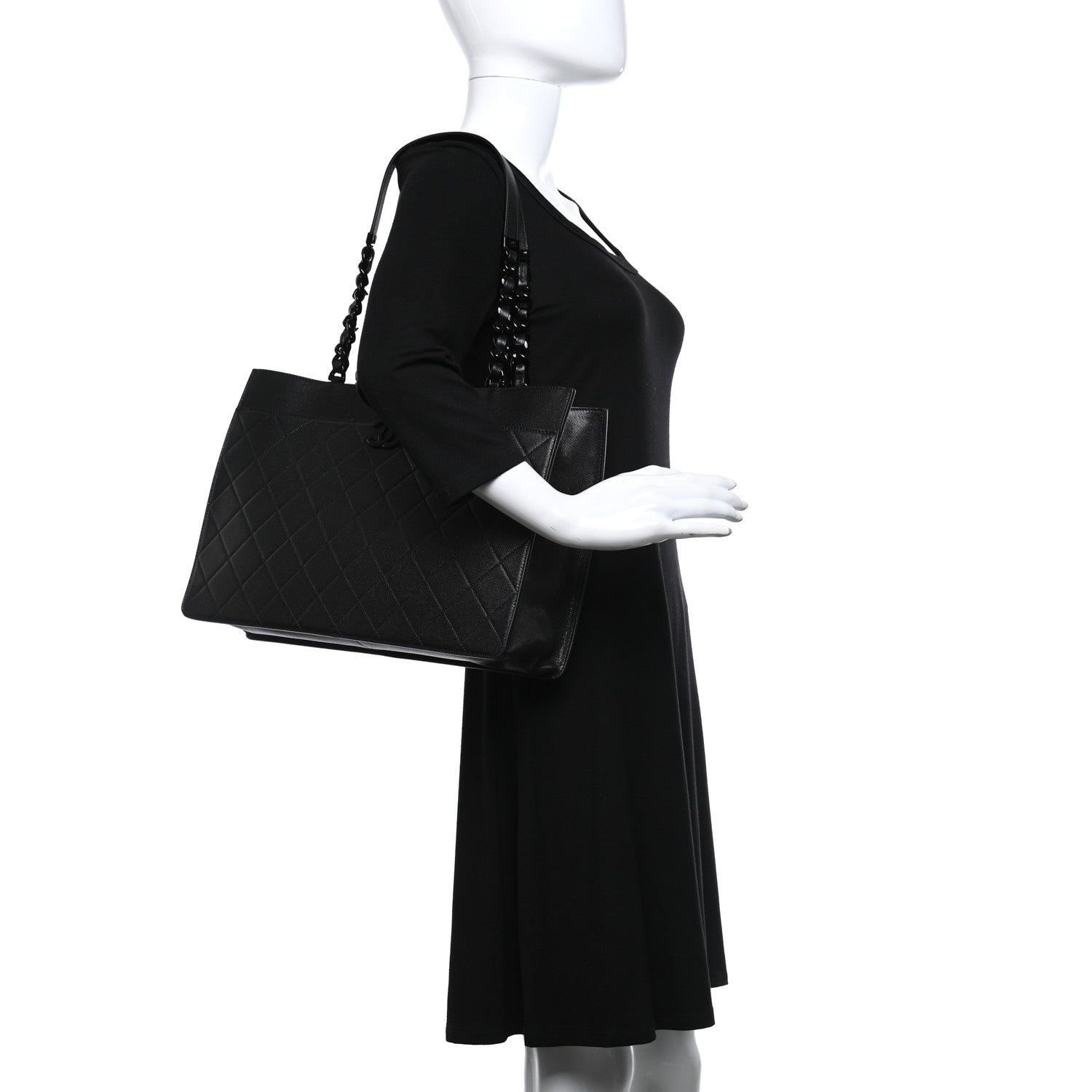 Chanel Caviar Quilted My Everything Large Shopping Tote Black 2 of 10