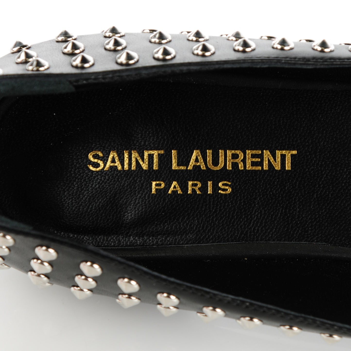 Smooth Calfskin Paris Studded Ankle Ballerina Flats 37.5 Black