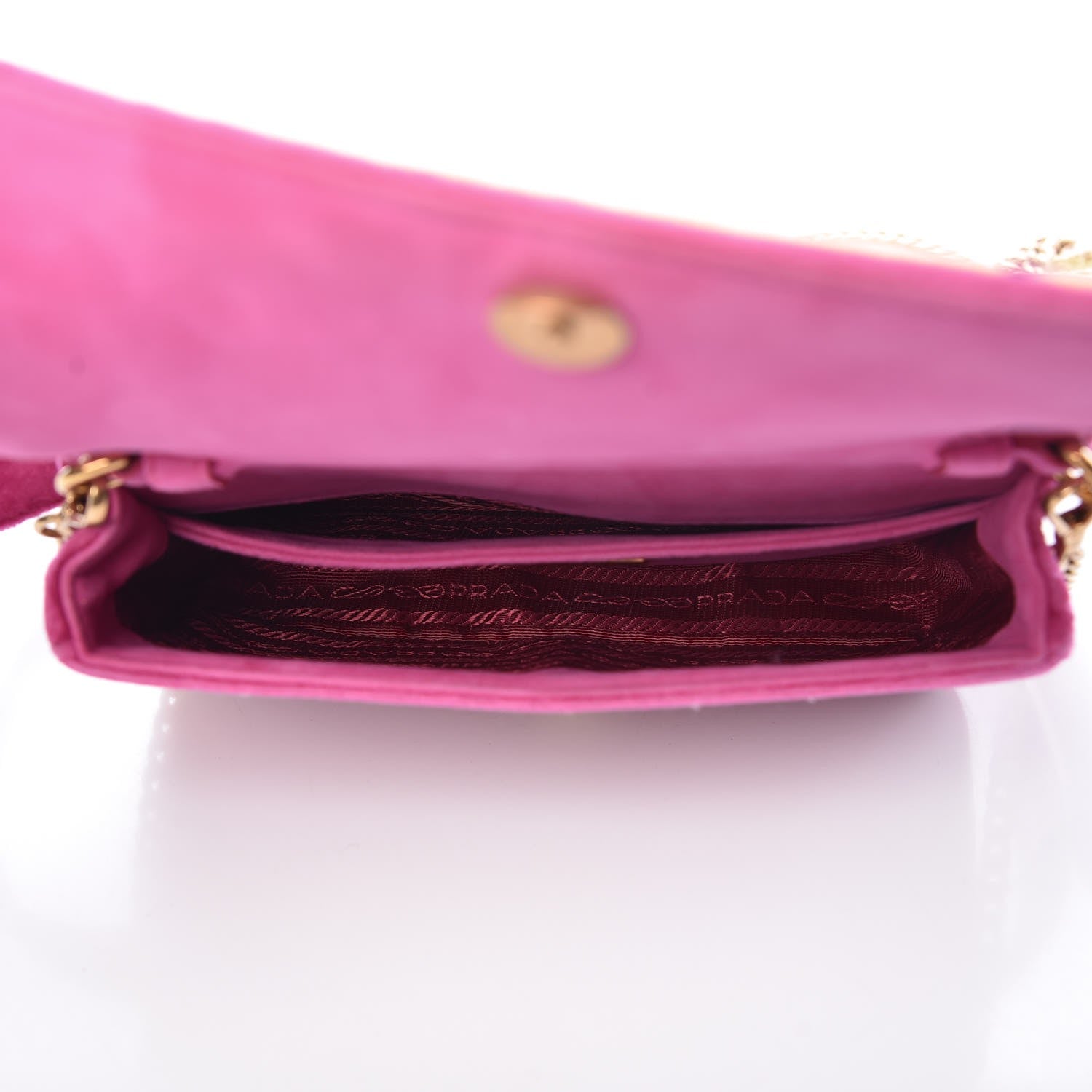 Prada Velluto Ricamo Cahier Belt Bag Fuxia 12 of 14