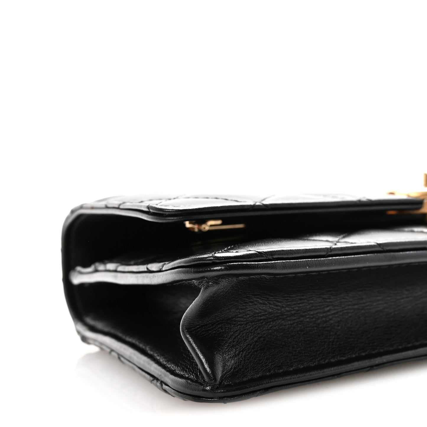 Calfskin Quilted Perfect Fit Wallet On Chain WOC Black