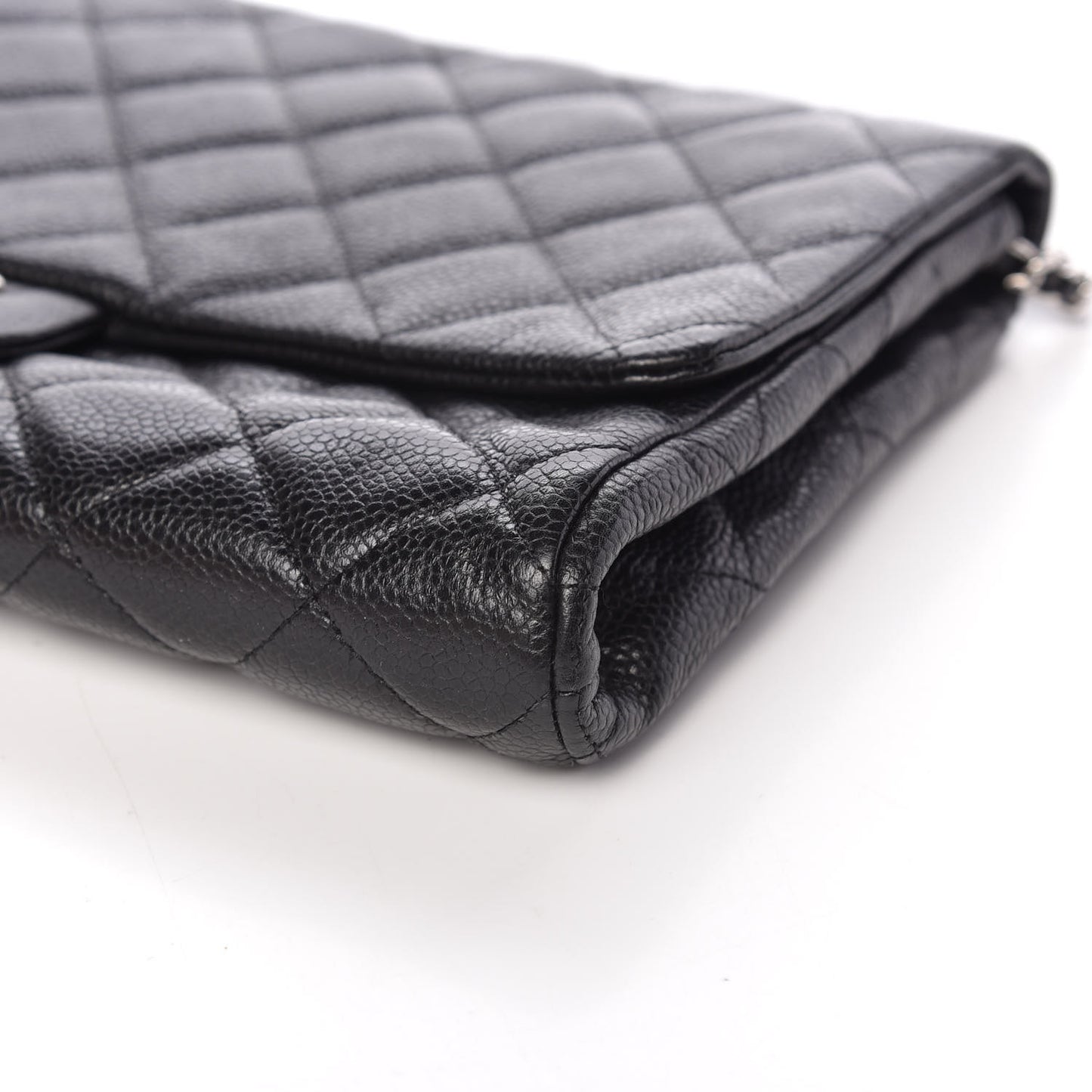Caviar Quilted Clutch With Chain Flap Black