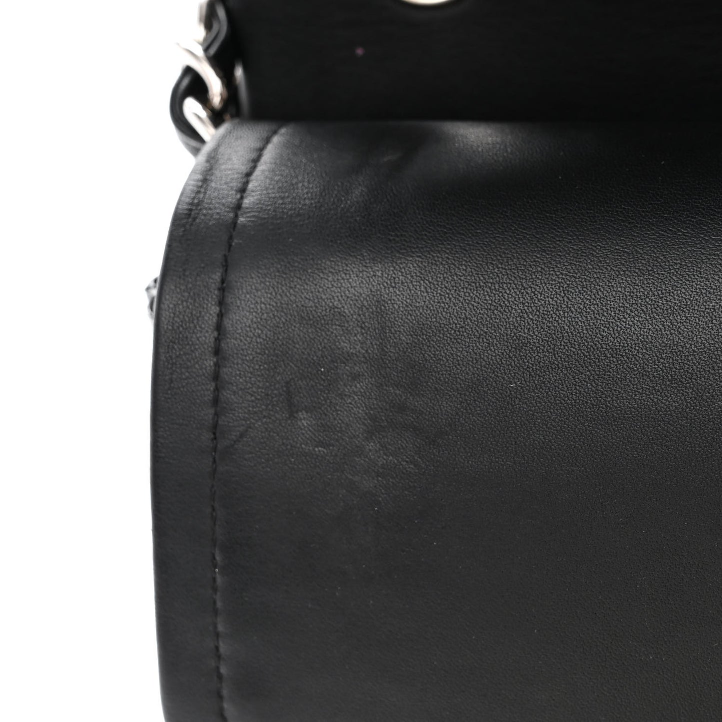 Striated Patent Quilted Jumbo Double Flap Black