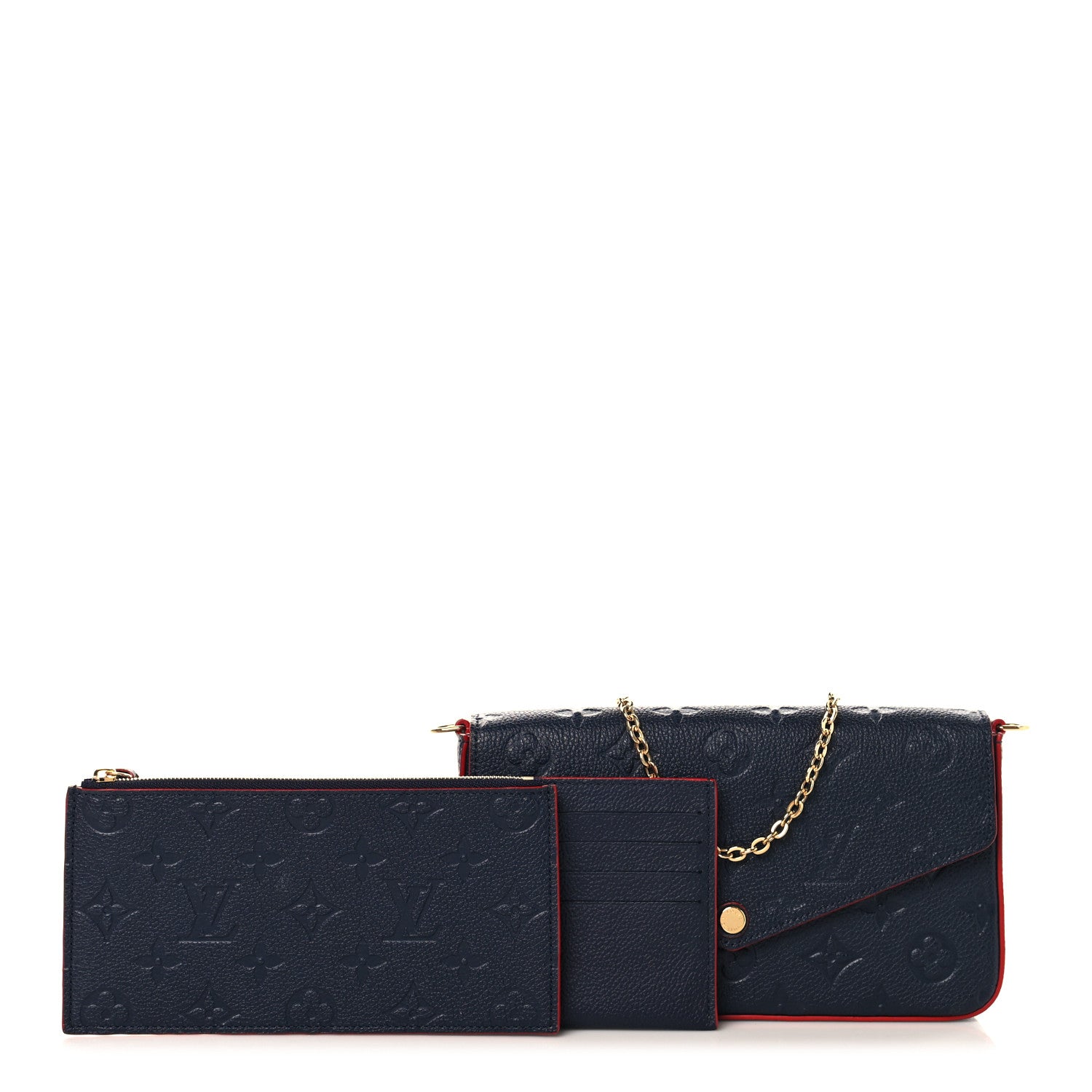 Louis Vuitton Empreinte Pochette Felicie Chain Wallet Marine Rouge 3 of 10