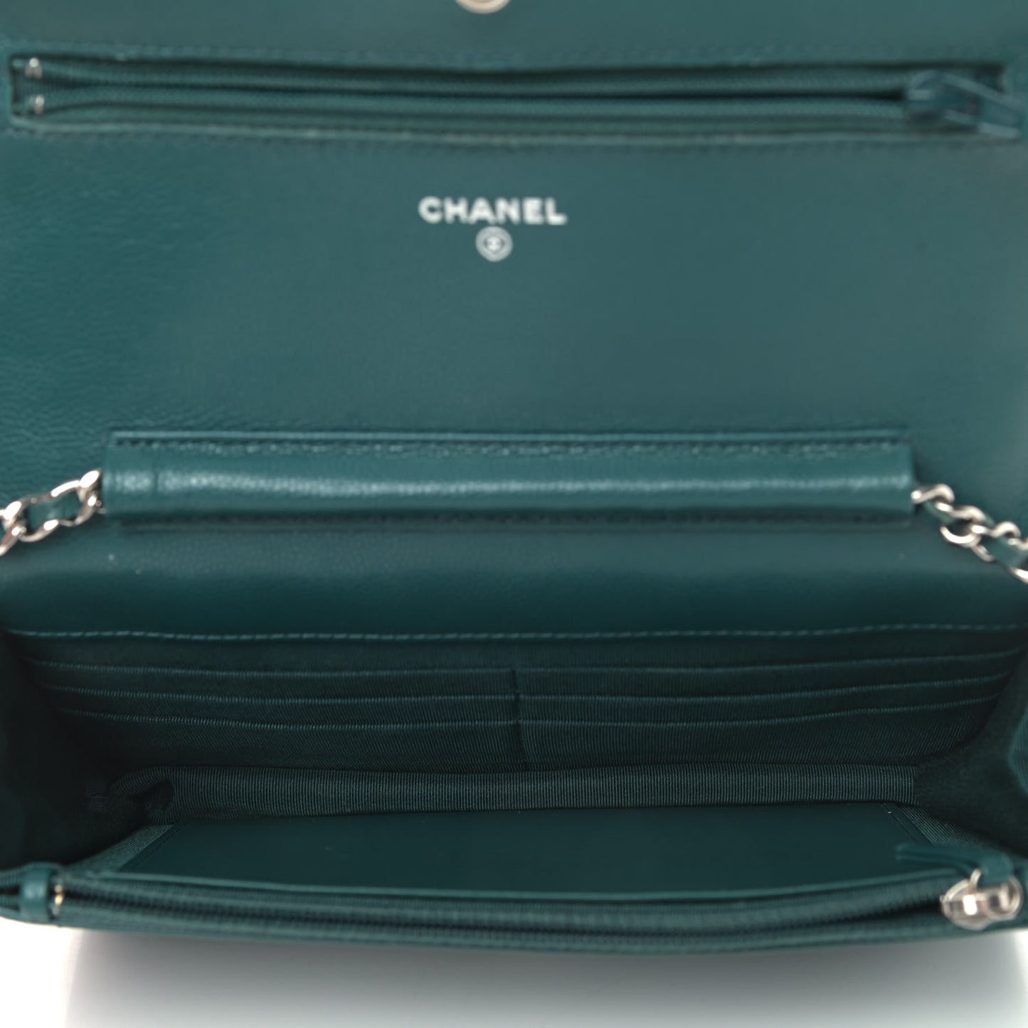 Caviar Quilted Wallet On Chain WOC Dark Turquoise