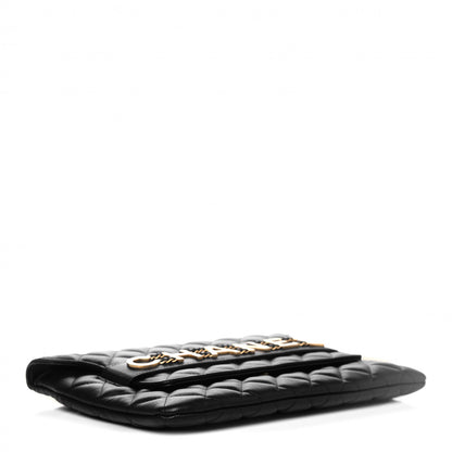 Chanel Calfskin Quilted Front Logo Enchained Clutch Black 3 of 5