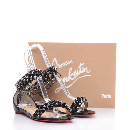 Christian Louboutin Shiny Nappa Lame Sirene Gypsoflat Sandals 37.5 Black 8 of 8