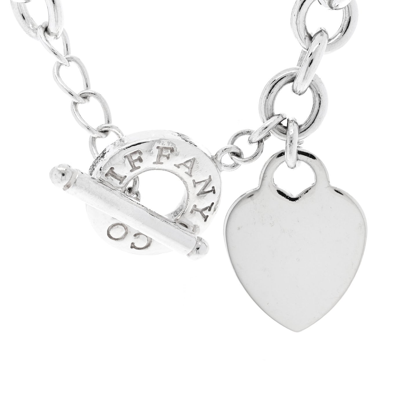 Sterling Silver Heart Tag Toggle Necklace