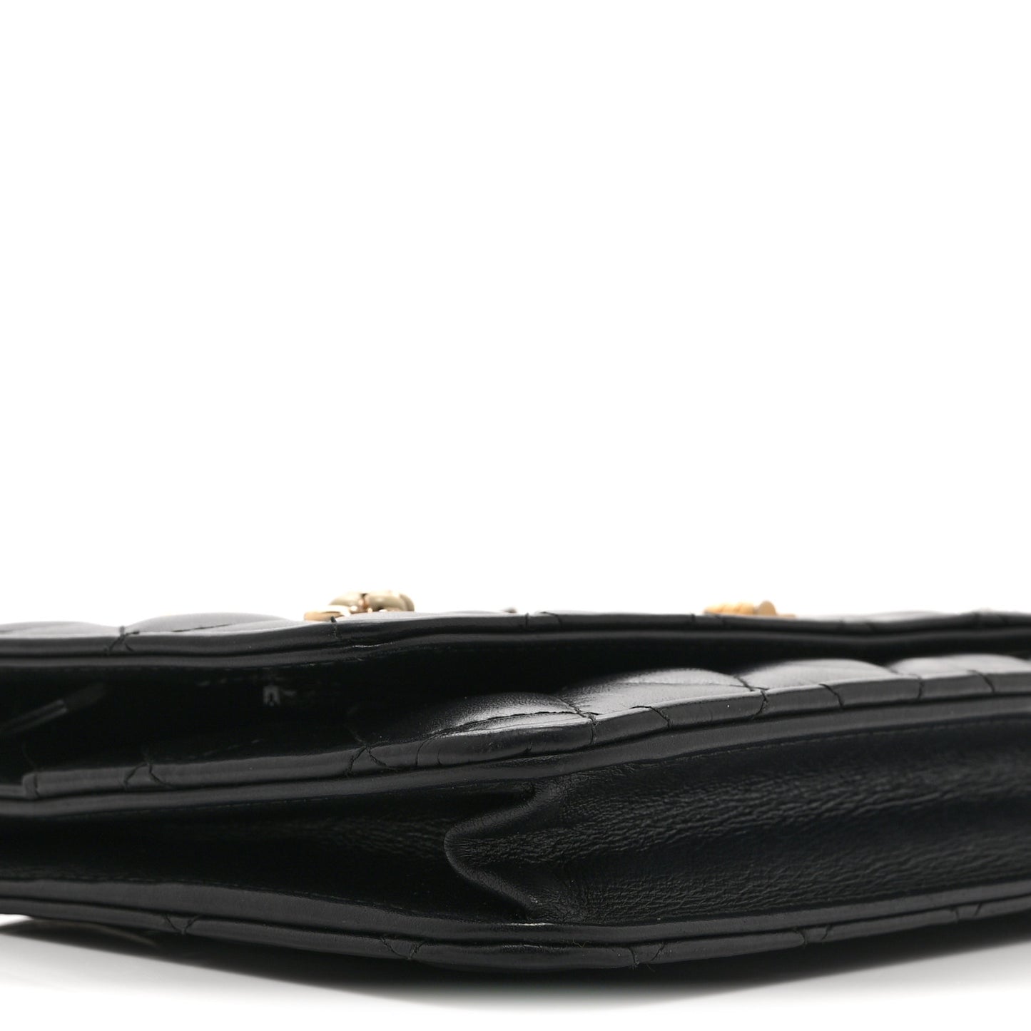 Aged Calfskin Quilted Lucky Charms 2.55 Reissue Wallet On Chain WOC Black
