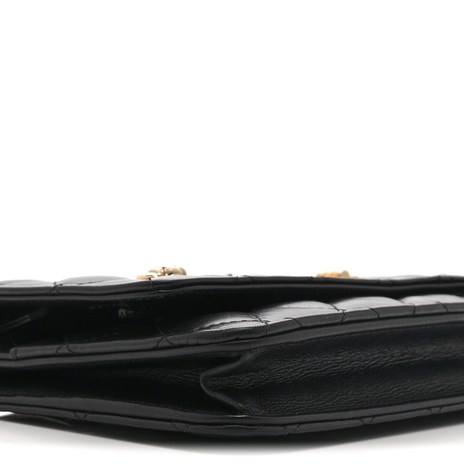 Chanel Aged Calfskin Quilted Lucky Charms 2.55 Reissue Wallet On Chain WOC Black 9 of 11