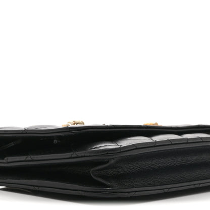 Chanel Aged Calfskin Quilted Lucky Charms 2.55 Reissue Wallet On Chain WOC Black 9 of 11