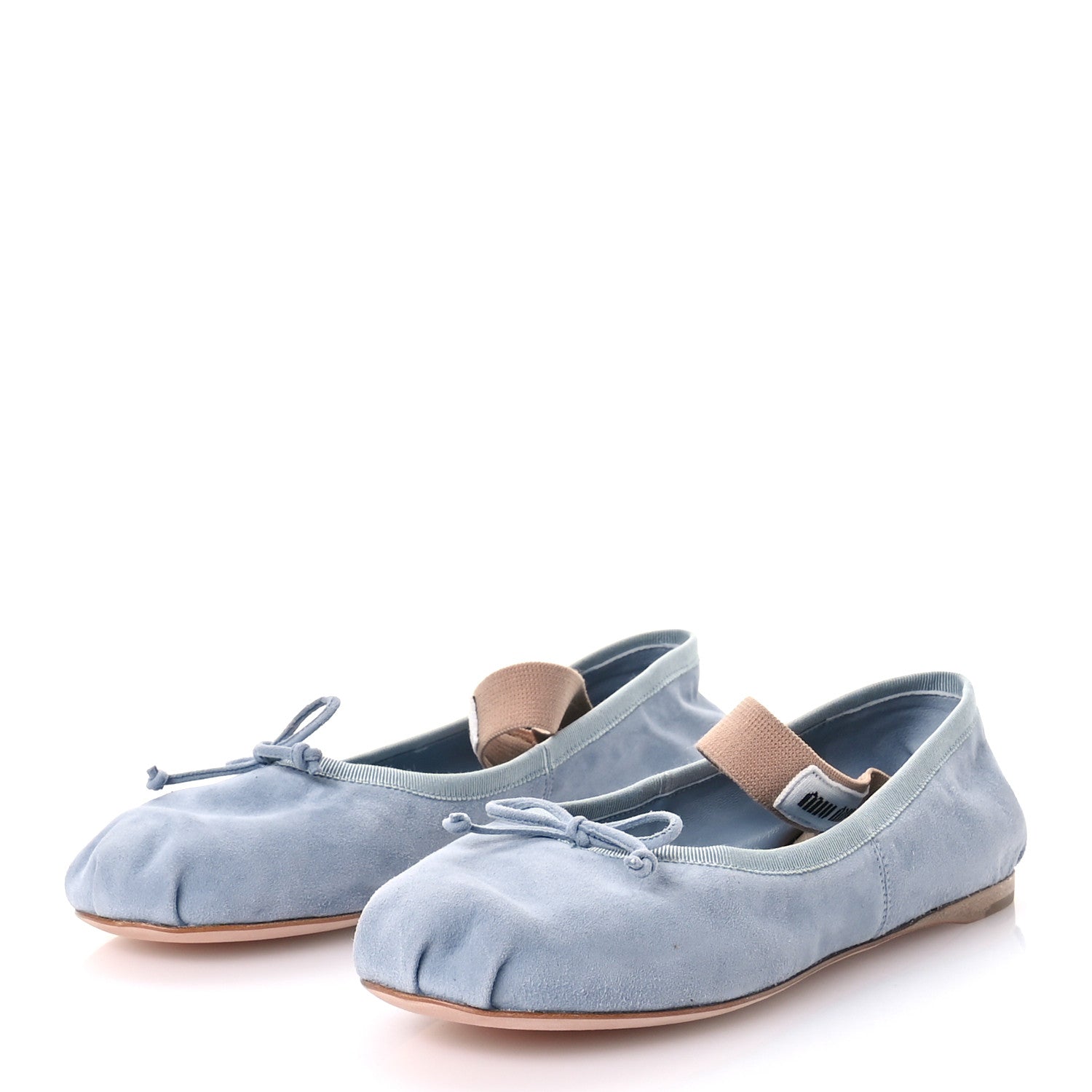 Miu Miu Velluto Froisse Ballerina Flats 37.5 Blue 4 of 7