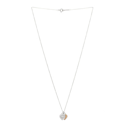 Tiffany Sterling Silver Enamel Return to Tiffany Double Heart Tag Pendant Necklace Pink 2 of 3