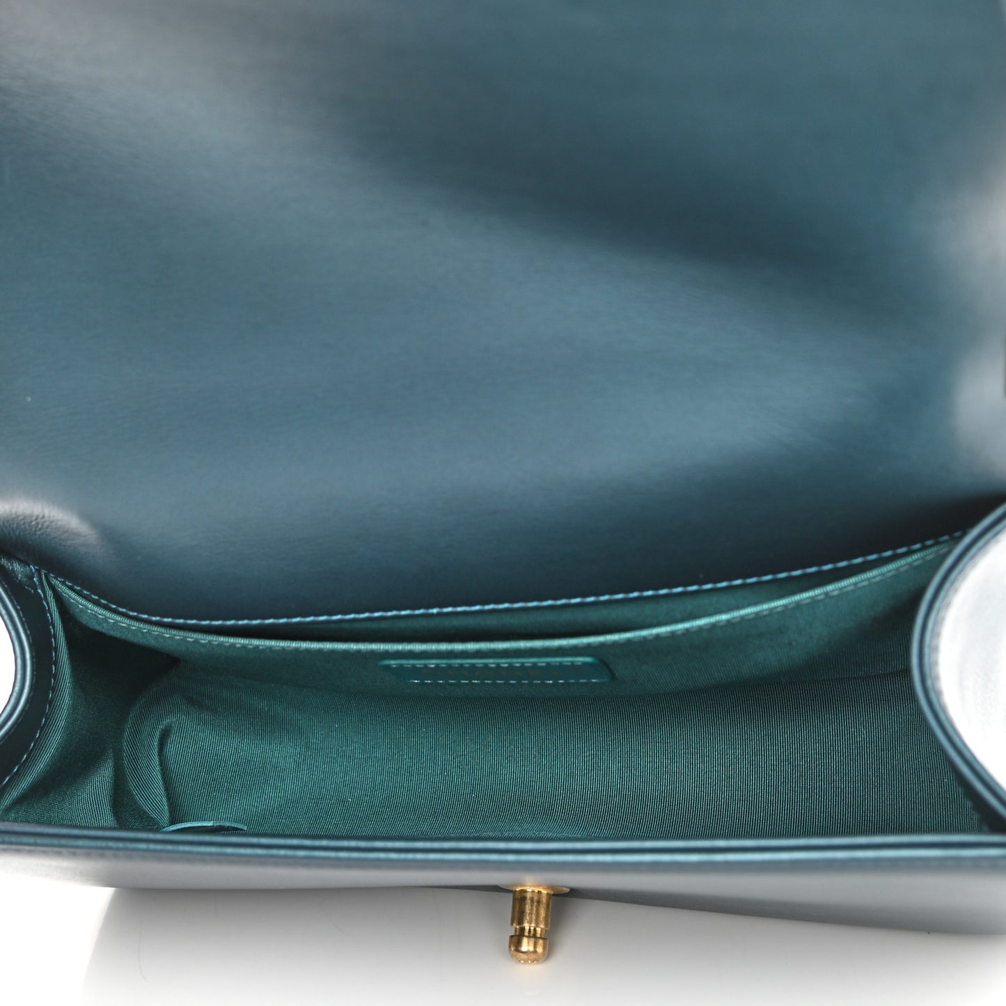 Metallic Calfskin Quilted Medium Boy Flap Blue