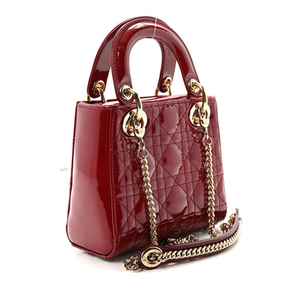 Christian Dior Patent Cannage Mini Lady Dior Red 3 of 9
