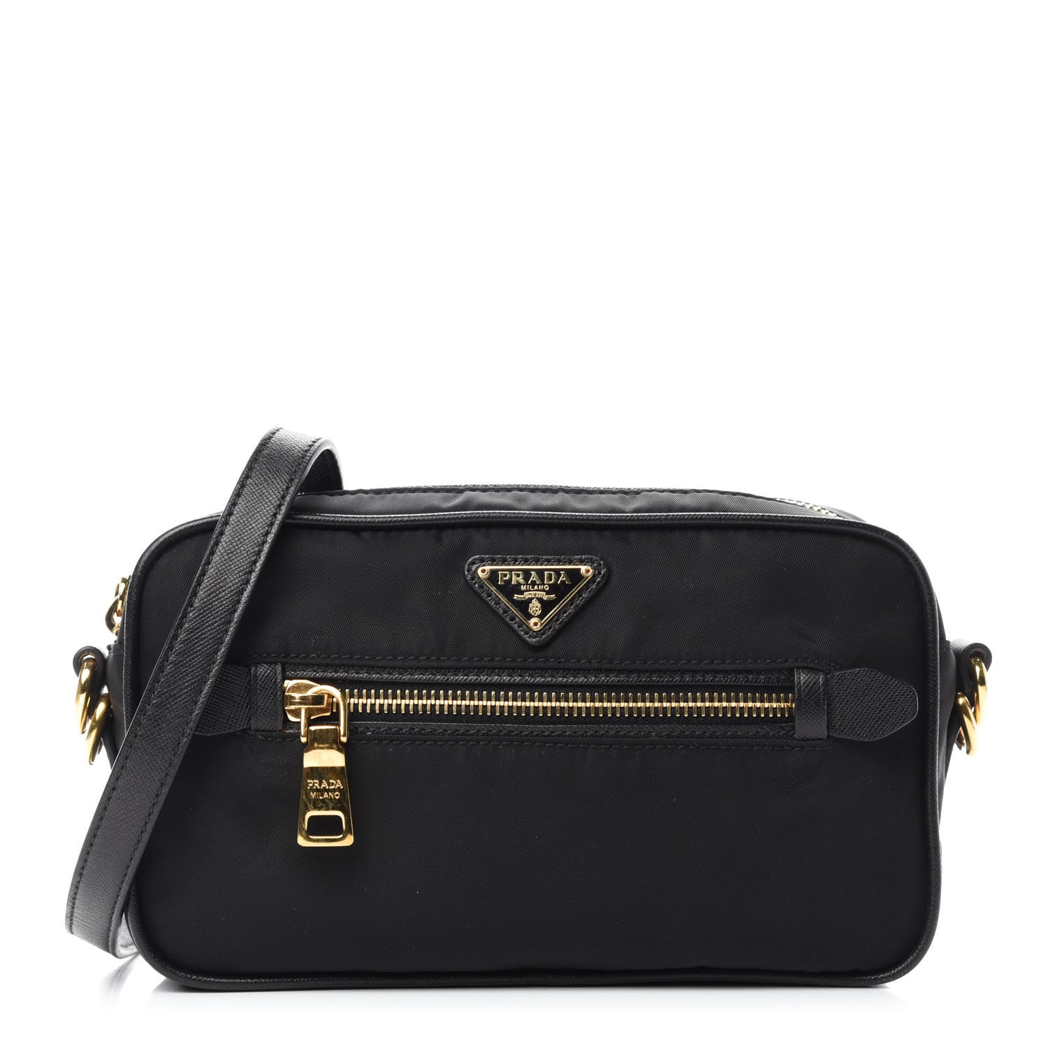 Prada Tessuto Nylon Saffiano Small Crossbody Bag Black 1 of 11
