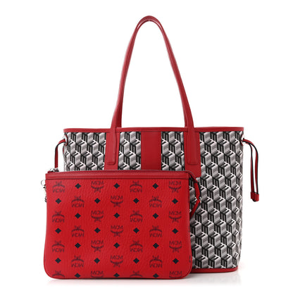 MCM Visetos Medium Liz Reversible Shopper Tote Candy Red 3 of 20
