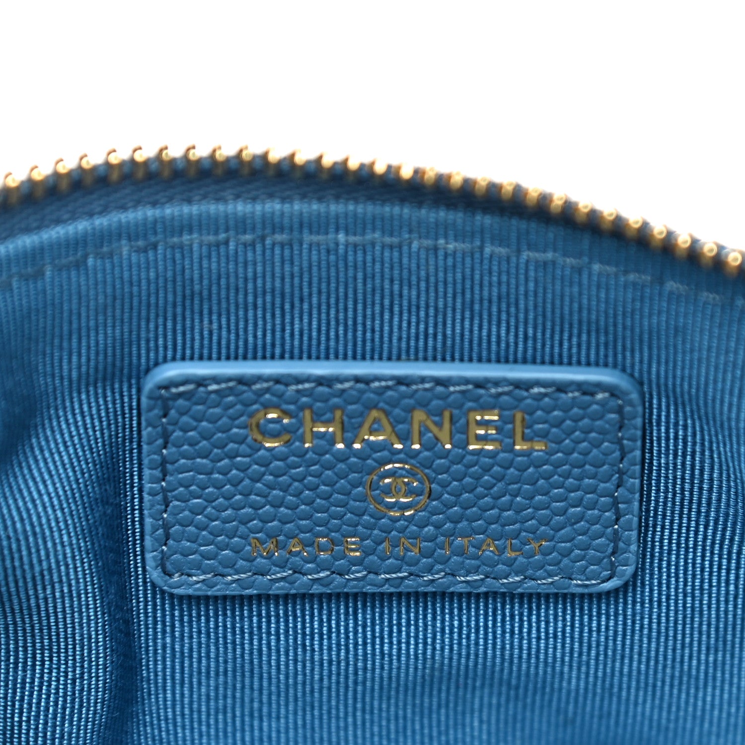 Chanel Caviar Quilted Small Cosmetic Case Blue 6 of 11