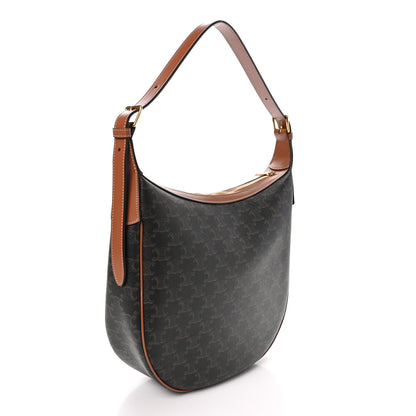 Celine Calfskin Triomphe Canvas Heloise Shoulder Bag Tan 3 of 10