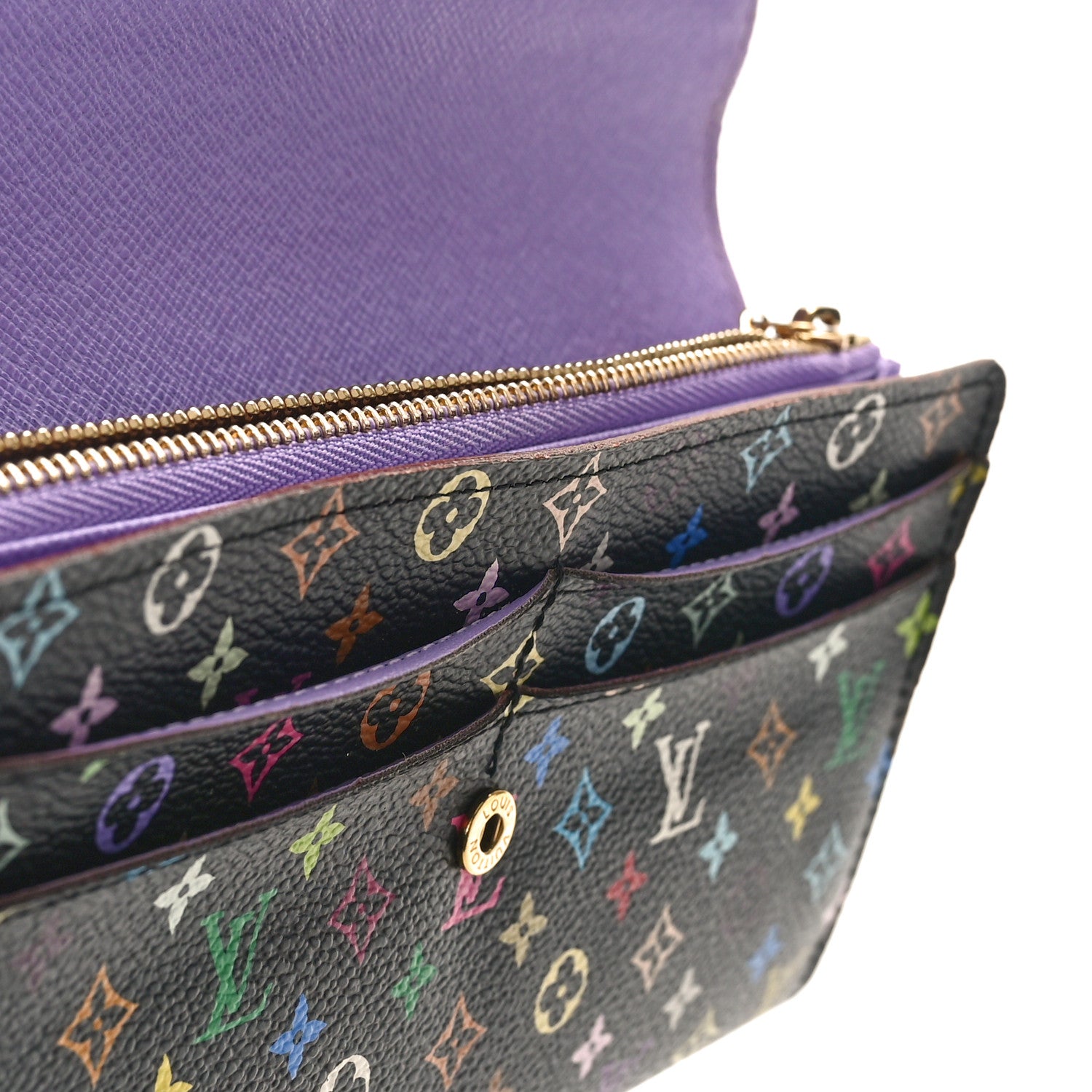 Louis Vuitton Monogram Multicolor Sarah Wallet Black Violet 7 of 9