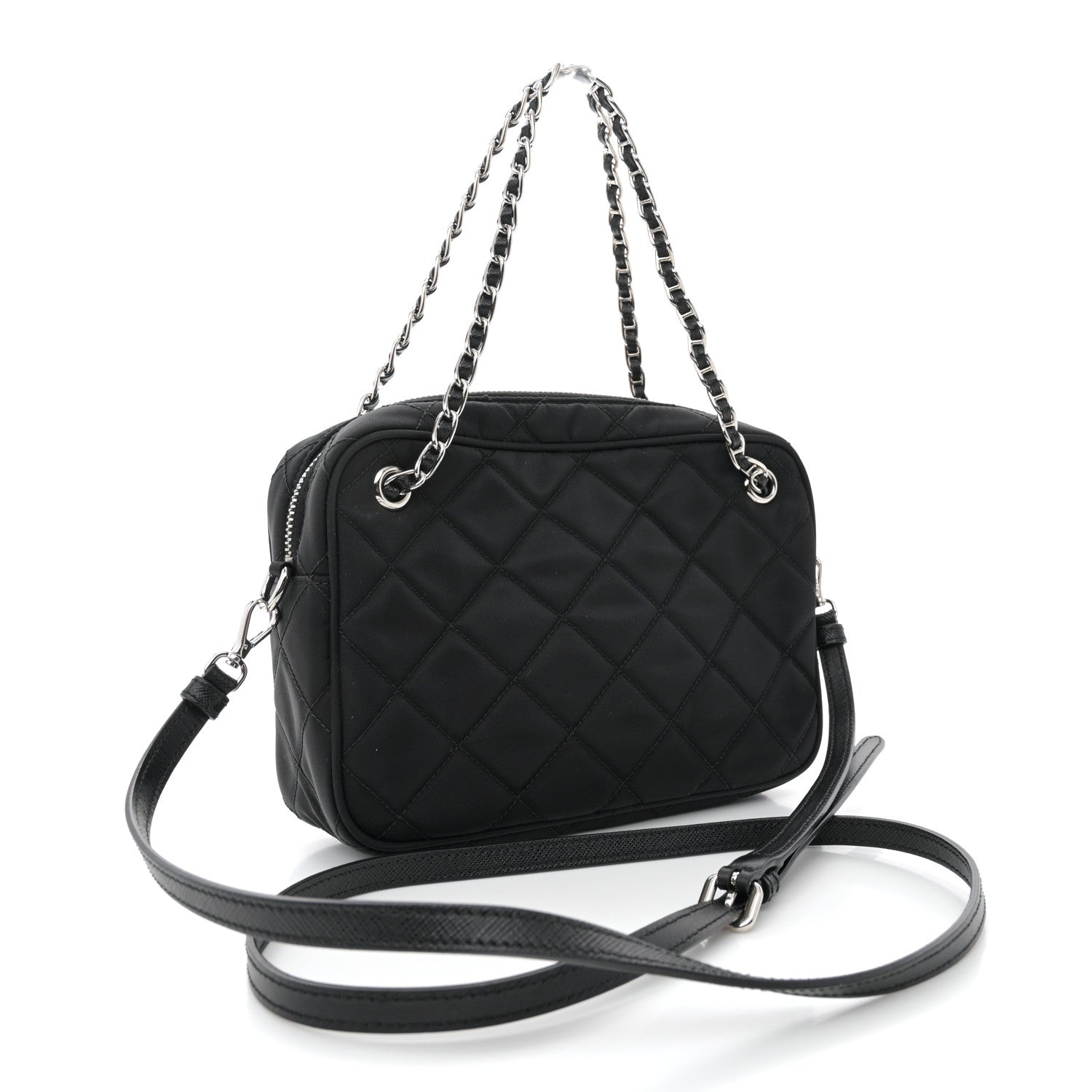Prada Nylon Tessuto Impuntu Quilted Bandoliera Crossbody Bag Black 3 of 10