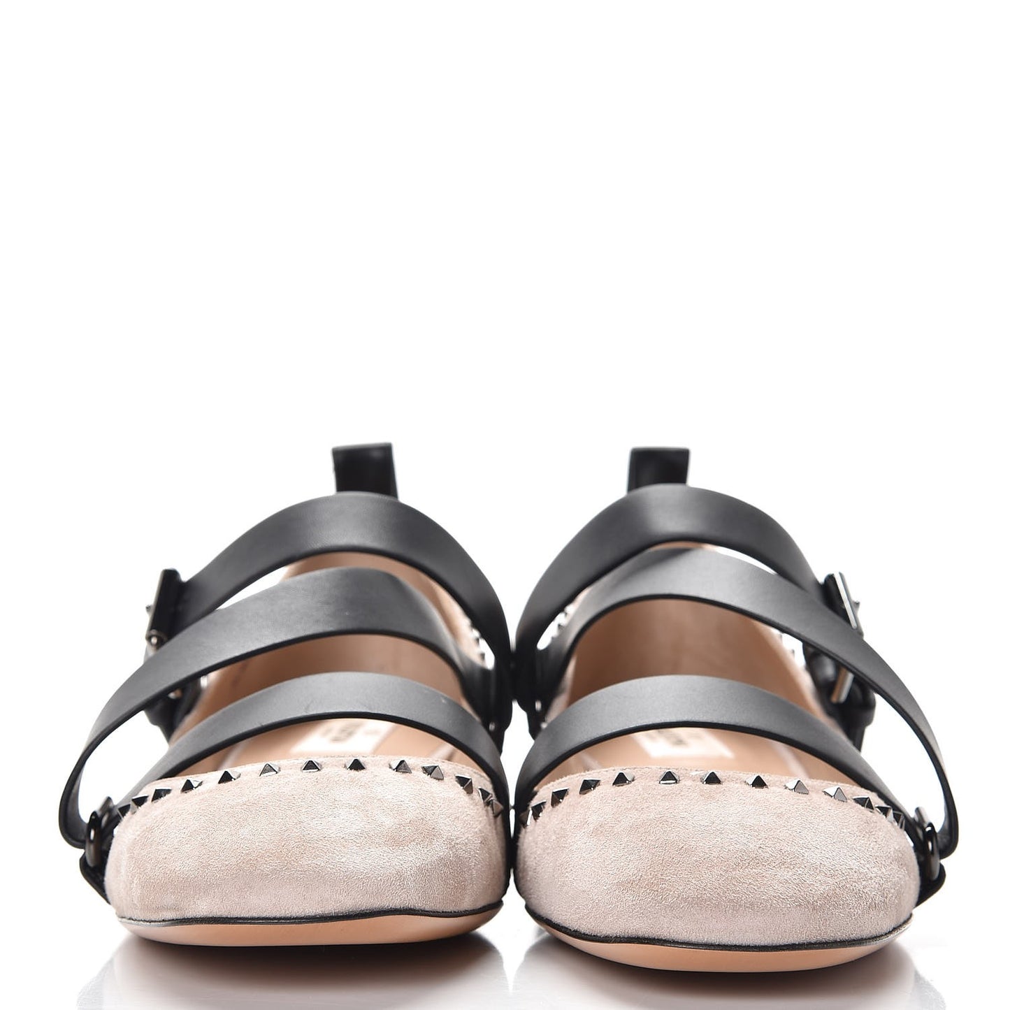 Suede Soul Rockstud Strappy Ballerina Flats 38.5 Poudre Black