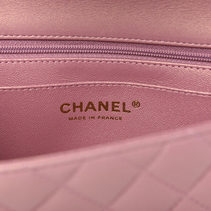 Chanel Iridescent Lambskin Quilted Mini Top Handle Rectangular Flap Pink 8 of 11