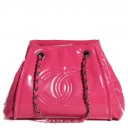 Chanel Vinyl Lipstick Ligne Large Accordion Tote Hot Pink 1 of 14