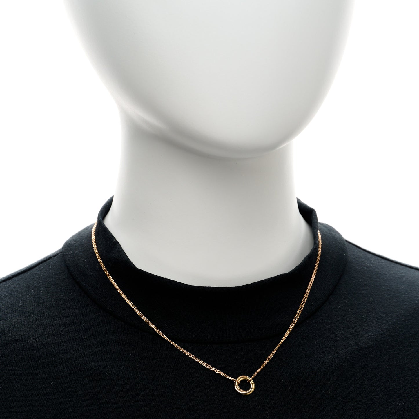 18K Pink Yellow White Gold Trinity Double Chain Pendant Necklace