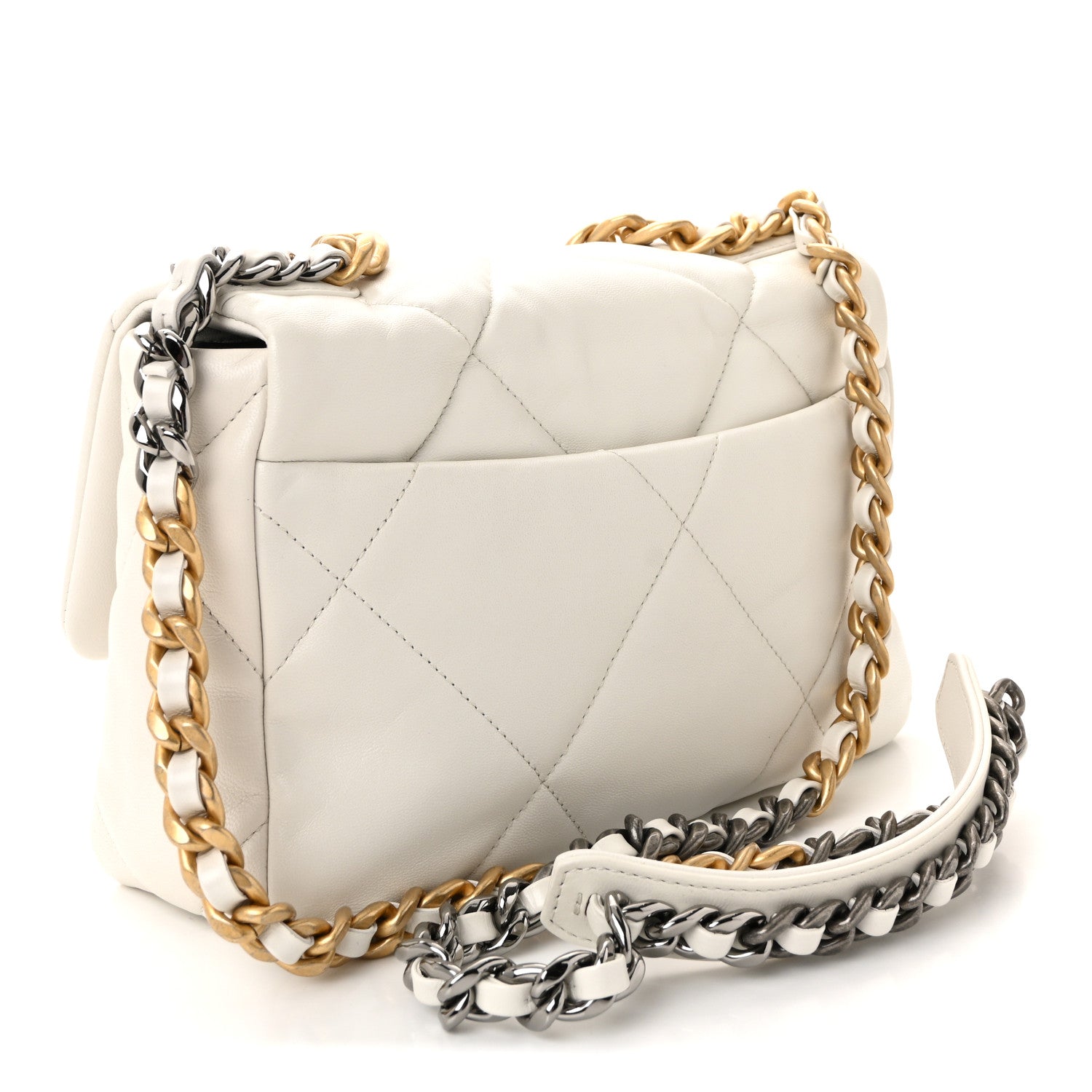 Chanel Goatskin Quilted Medium Chanel 19 Flap White 3 of 10