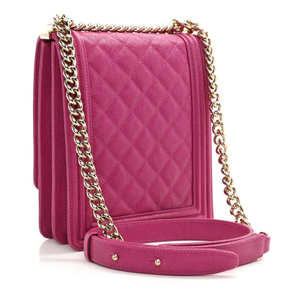 Chanel Caviar Quilted North South Boy Flap Fuchsia 3 of 8